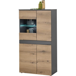 HBZ Standvitrine Taylor Landhaustil, BxHxT 75x140x38 cm (1-St) Mit 3 Tür und 1 Tür mit Teilverglasung