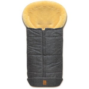 Heitmann Felle Fußsack Eisbärchen - Lammfell Winterfußsack - Premium Qualität, mit echtem Lammfell, für Kinderwagen & Buggy, 6 Gurtschlitze, waschbar