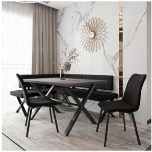 HELA Essgruppe SAALE, (4-tlg), Tisch 140x90 cm, Stuhl 360° drehbar, Bank rechts-links montierbar