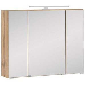 Held Spiegelschrank Held Möbel Helsinki, Metall, 6 Fächer, 80x64x20 cm, Made in Germany, Badezimmer, Badezimmerspiegel, Spiegelschränke