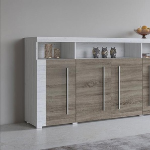 Helvetia Sideboard Roger,Breite 182cm, stilvolle Schrank mit 4 Türen, Kommode mit viel Stauraum, Einlegeböden verstellbar