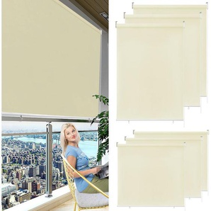 Rollos Außenrollo Senkrechtmarkise Balkonrollo Sichtschutz Rollo Sonnenschutz Verdunklungsrollo uv Schutz (180x140cm, Beige) Hengmei