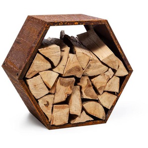 Hexawood Rust Holzspeicher Hexagon-Form 50,2x58x32cm