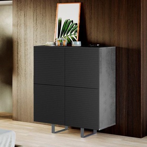 Highboard DIVENTA Sideboards Gr. B/H/T: 110 cm x 125 cm x 45 cm, schwarz (beton schwarz) Highboards Breite ca. 110 cm