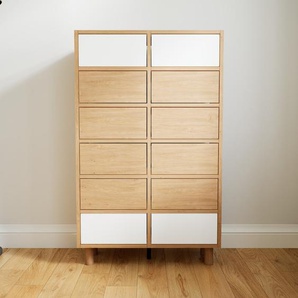 Highboard Eiche - Elegantes Highboard: Schubladen in Eiche - Hochwertige Materialien - 79 x 129 x 34 cm, Selbst designen