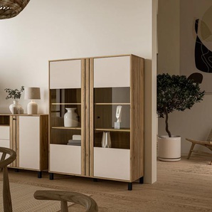 Highboard FORTE Killarney Sideboards Gr. B/H/T: 121,4cm x 161,0cm x 42,0cm, beige (mauvella eiche /sand) Highboardvitrine, Stauraum, Soft Close