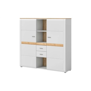 Highboard ¦ grau ¦ Maße (cm): B: 141 H: 138 T: 37