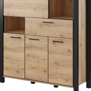 Highboard HOME AFFAIRE Aktiv Sideboards Gr. B/H/T: 120cm x 140cm x 41cm, taurus-schwarz matt,, braun (taurus) Breite 120 cm