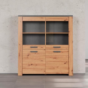 Highboard HOME AFFAIRE Ambres Sideboards Gr. B/H/T: 127cm x 139cm x 40cm, braun (artisan eiche melamin) Vitrine, Echtholzoptik, ca. Maße BxH: 127x139 cm