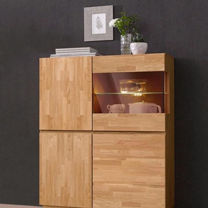 Highboard HOME AFFAIRE Laima Sideboards braun (eiche teilmassiv) Vitrine, Höhe 120 cm, teilmassiv, FSC-zertifiziert