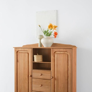 Highboard HOME AFFAIRE Mette Sideboards Gr. B/H/T: 118cm x 125cm x 34cm, beige (natur gebeizt/gewachst) Stauraumschrank mit 3 Schubladen und verstellbaren Einlegeböden