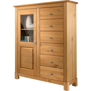 Highboard HOME AFFAIRE Rauna Sideboards Gr. B/H/T: 102,8cm x 131cm x 37cm, beige (naturfarben) Vitrine, Breite 103 cm