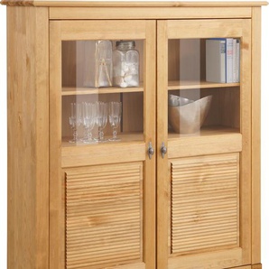 Highboard HOME AFFAIRE Rauna Sideboards Gr. B/H/T: 111,6cm x 135,7cm x 38cm, beige (gelaugt/geölt) Vitrine, Breite 111,6 cm, aus massiver Kiefer