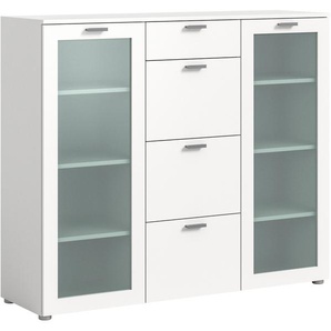 Highboard INOSIGN Onex, Breite 135 cm, mit Glastür, vielseitig einsetzbar Sideboards Gr. B/H/T: 135cm x 115cm x 37cm, 4 St., weiß in verschiedenen Farben, Kommode, Schrank, Anrichte