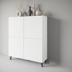 Highboard INOSIGN PHUKET Sideboards Gr. B/H/T: 120cm x 128cm x 39cm, weiß (weiß matt/weiß matt mdf) moderne, grifflose Kommode mit 4 Türen und 8 Fächern, Breite 120 cm