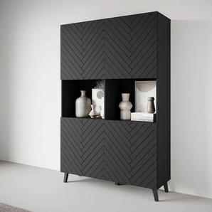 Highboard INOSIGN PHUKET Sideboards Gr. B/H/T: 120cm x 168cm x 39cm, schwarz (graphite matt/graphite matt mdf) Moderne Hochkommode ohne Griffe mit 10 Fächern, Breite 120 cm