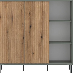 Highboard INOSIGN Pozzi Sideboards Gr. B/H/T: 111,6cm x 105,2cm x 40cm, grün (grau-grün/coast evoke eiche) Höhe ca.105 cm