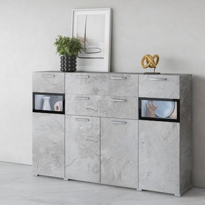 Highboard INOSIGN Sarah Sideboards grau (beton-optik) Breite 182 cm, Türen mit Glaseinsatz