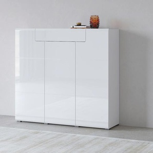 Highboard INOSIGN Toledo,Breite 147,5 cm,trendige Hochkommode mit 3 Türen 1SK Sideboards weiß (weiss matt/weiss hgl) Hochschrank mit viel Stauraum, stylische Hochglanzfronten