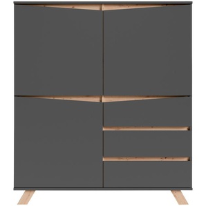 Highboard INOSIGN Valentin Sideboards Gr. B/H/T: 120cm x 137cm x 38cm, Anthrazit / Artisan Eiche, 3 St., grau (anthrazit) 3 Schubkästen und Türen, Breite 120cm in modernem Scandi - Design