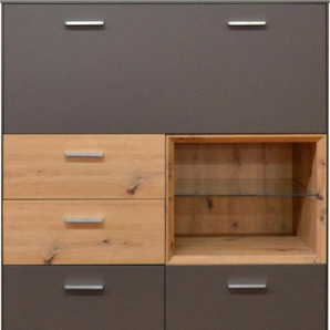 Highboard MÄUSBACHER Frame Sideboards Gr. B/H/T: 99cm x 151cm x 41cm, braun (lava matt/asteichefarben) Breite 99 cm