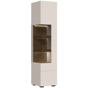 Highboard PLACES OF STYLE Sky45 Sideboards Gr. B/H/T: 45cm x 201cm x 47cm, Höhe 201 mit Beleuchtung, beige (cashmere farbe) Vitrine, Lackiert mit wasserbasiertem UV-Lack