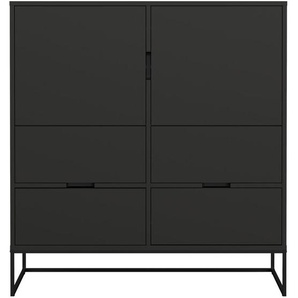 Xxxl Highboard Lipp, Schwarz, Holzwerkstoff, 2 Fächer, 4 Schubladen, 118x127x43 cm, FSC Mix, Typenauswahl, Beimöbel erhältlich, Wohnzimmer, Kommoden & Sideboards, Highboards