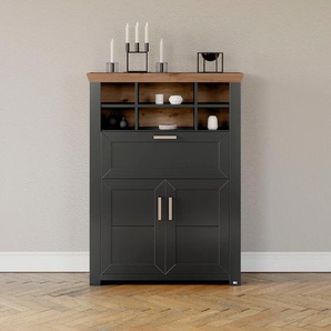 Highboard SET ONE BY MUSTERRING Sideboards Gr. B/H/T: 105 cm x 143 cm x 42 cm, grau (grau anthrazit, eiche artisan) Highboards