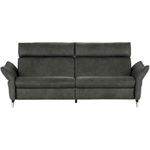 himolla Ledersofa  1926 ¦ grau ¦ Maße (cm): B: 224 H: 94 T: 95