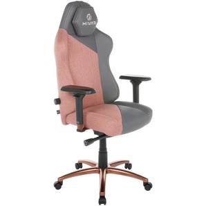 Hivar Skylar Hivar Skylar Rose Copper, Grau, Rosa, Hellrosa, Kupfer, Metall, Textil, Drehkreuz, 79x142x77 cm, Stoffauswahl, Typenauswahl, Wippmechanik mit Härtegradeinstellung, Sitzfläche 360° drehbar, inklusive Armlehnen, Nackenkissen abnehmbar,