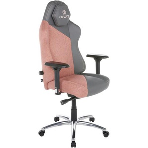 Hivar Skylar Hivar Skylar Rose Silver, Grau, Rosa, Silber, Altrosa, Metall, Textil, Drehkreuz, 79x142x77 cm, Stoffauswahl, Typenauswahl, Wippmechanik mit Härtegradeinstellung, Sitzfläche 360° drehbar, inklusive Armlehnen, Nackenkissen abnehmbar,