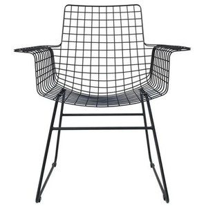 HK living Wire Armchair Stuhl mit Armlehnen - 2er-Set - black - 2 Stühle à B 72 x T 56 x H 86 cm