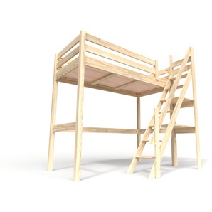 Hochbett holz mit Müllertreppe Sylvia - 90x200