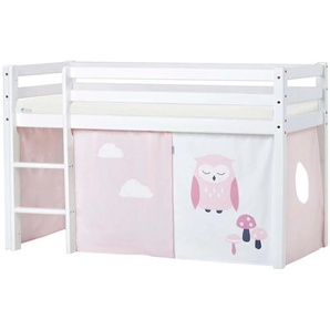 Hochbett HOPPEKIDS ECO Dream, Kinderbett, Spielbett, Halbhohes Bett aus Massivholz Hochbetten Gr. nicht umbaubar, Liegefläche B/L: 70cm x 160cm, Komfortschaummatratze, rosa (weiß-rosa / eule) Baby Kinderbett Hochbett inkl. Vorhang-Set Creator, Bettgröße &