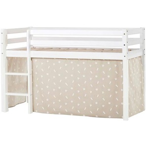 Hochbett HOPPEKIDS ECO Dream, Kinderbett, Spielbett, Halbhohes Bett aus Massivholz Hochbetten Gr. nicht umbaubar, Liegefläche B/L: 70cm x 160cm, ohne Matratze, beige (weiß-beige) Baby Kinderbett Hochbett inkl. Vorhang-Set Creator, Bettgröße & Matratze