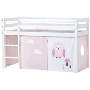 Hochbett HOPPEKIDS ECO Dream, Kinderbett, Spielbett, Halbhohes Bett aus Massivholz Hochbetten Gr. nicht umbaubar, Liegefläche B/L: 70 cm x 160 cm, ohne Matratze, rosa (weiß, rosa, eule) Baby Kinderbett Hochbett Hochbetten inkl. Vorhang-Set Creator Blau,