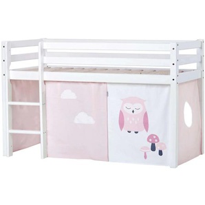 Hochbett HOPPEKIDS ECO Dream, Kinderbett, Spielbett, Halbhohes Bett aus Massivholz Hochbetten Gr. nicht umbaubar, Liegefläche B/L: 70cm x 160cm, ohne Matratze, rosa (weiß-rosa / eule) Baby Kinderbett Hochbett inkl. Vorhang-Set Creator, Bettgröße &