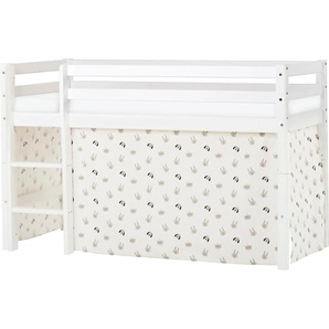 Hochbett HOPPEKIDS ECO Dream, Kinderbett, Spielbett, Halbhohes Bett aus Massivholz Hochbetten Gr. nicht umbaubar, Liegefläche B/L: 70cm x 160cm, Schaumstoffmatratze, beige (weiß-natur) Baby Kinderbett Hochbett inkl. Vorhang-Set Creator, Bettgröße &