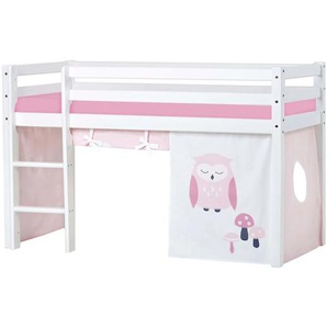 Hochbett HOPPEKIDS ECO Dream, Kinderbett, Spielbett, Halbhohes Bett aus Massivholz Hochbetten Gr. nicht umbaubar, Liegefläche B/L: 70cm x 160cm, Schaumstoffmatratze, rosa (weiß-rosa / eule) Baby Kinderbett Hochbett inkl. Vorhang-Set Creator, Bettgröße &