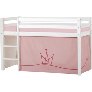 Hochbett HOPPEKIDS ECO Dream, Kinderbett, Spielbett, Halbhohes Bett aus Massivholz Hochbetten Gr. nicht umbaubar, Liegefläche B/L: 70cm x 160cm, Schaumstoffmatratze, rosa (weiß-rosa / krone) Baby Kinderbett Hochbett inkl. Vorhang-Set Creator, Bettgröße &