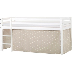 Hochbett HOPPEKIDS ECO Dream, Kinderbett, Spielbett, Halbhohes Bett aus Massivholz Hochbetten Gr. nicht umbaubar, Liegefläche B/L: 90 cm x 200 cm, Komfortschaummatratze, beige (weiß, beige) Baby Kinderbett Hochbett Hochbetten inkl. Vorhang-Set Creator