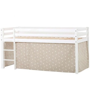 Hochbett HOPPEKIDS ECO Dream, Kinderbett, Spielbett, Halbhohes Bett aus Massivholz Hochbetten Gr. nicht umbaubar, Liegefläche B/L: 90 cm x 200 cm, ohne Matratze, beige (weiß, beige) Baby Kinderbett Hochbett Hochbetten inkl. Vorhang-Set Creator Blau,