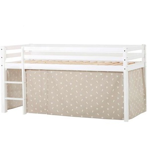 Hochbett HOPPEKIDS ECO Dream, Kinderbett, Spielbett, Halbhohes Bett aus Massivholz Hochbetten Gr. nicht umbaubar, Liegefläche B/L: 90cm x 200cm, ohne Matratze, beige (weiß-beige) Baby Kinderbett Hochbett inkl. Vorhang-Set Creator, Bettgröße & Matratze