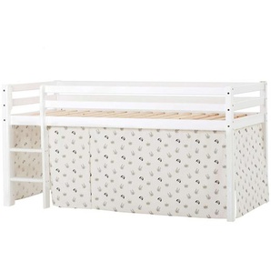 Hochbett HOPPEKIDS ECO Dream, Kinderbett, Spielbett, Halbhohes Bett aus Massivholz Hochbetten Gr. nicht umbaubar, Liegefläche B/L: 90 cm x 200 cm, ohne Matratze, beige (weiß, natur) Baby Kinderbett Hochbett Hochbetten inkl. Vorhang-Set Creator Blau,