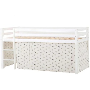 Hochbett HOPPEKIDS ECO Dream, Kinderbett, Spielbett, Halbhohes Bett aus Massivholz Hochbetten Gr. nicht umbaubar, Liegefläche B/L: 90cm x 200cm, ohne Matratze, beige (weiß-natur) Baby Kinderbett Hochbett inkl. Vorhang-Set Creator, Bettgröße & Matratze