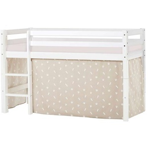 Hochbett HOPPEKIDS ECO Dream, Kinderbett, Spielbett, Halbhohes Bett aus Massivholz Hochbetten Gr. umbaubar, Liegefläche B/L: 70 cm x 160 cm, Komfortschaummatratze, beige (weiß, beige) Baby Kinderbett Hochbett Hochbetten inkl. Vorhang-Set Creator Blau,