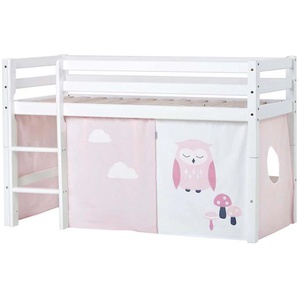 Hochbett HOPPEKIDS ECO Dream, Kinderbett, Spielbett, Halbhohes Bett aus Massivholz Hochbetten Gr. umbaubar, Liegefläche B/L: 70cm x 160cm, ohne Matratze, rosa (weiß-rosa / eule) Baby Kinderbett Hochbett inkl. Vorhang-Set Creator, Bettgröße & Matratze