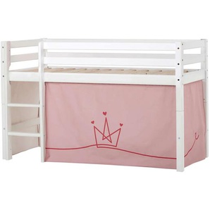 Hochbett HOPPEKIDS ECO Dream, Kinderbett, Spielbett, Halbhohes Bett aus Massivholz Hochbetten Gr. umbaubar, Liegefläche B/L: 70cm x 160cm, ohne Matratze, rosa (weiß-rosa / krone) Baby Kinderbett Hochbett inkl. Vorhang-Set Creator, Bettgröße & Matratze