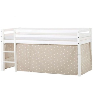 Hochbett HOPPEKIDS ECO Dream, Kinderbett, Spielbett, Halbhohes Bett aus Massivholz Hochbetten Gr. umbaubar, Liegefläche B/L: 90 cm x 200 cm, Komfortschaummatratze, beige (weiß, beige) Baby Kinderbett Hochbett Hochbetten inkl. Vorhang-Set Creator Blau,