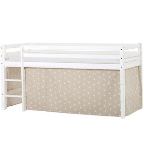 Hochbett HOPPEKIDS ECO Dream, Kinderbett, Spielbett, Halbhohes Bett aus Massivholz Hochbetten Gr. umbaubar, Liegefläche B/L: 90cm x 200cm, Komfortschaummatratze, beige (weiß-beige) Baby Kinderbett Hochbett inkl. Vorhang-Set Creator, Bettgröße & Matratze